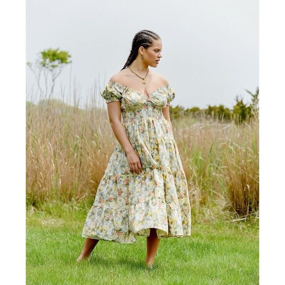 New Danielle Bernstein Poplin floral midi dress Size Medium